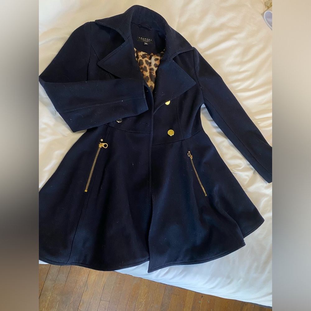 Navy Blue Coat Laundry by Shelli Segal